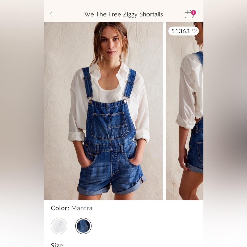 We The Free Blue Denim Ziggy Shortalls